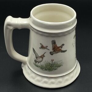 Vintage Ceramic Hunting Wildlife Beer Stein Mug Mallard Quail Pheasant Birds